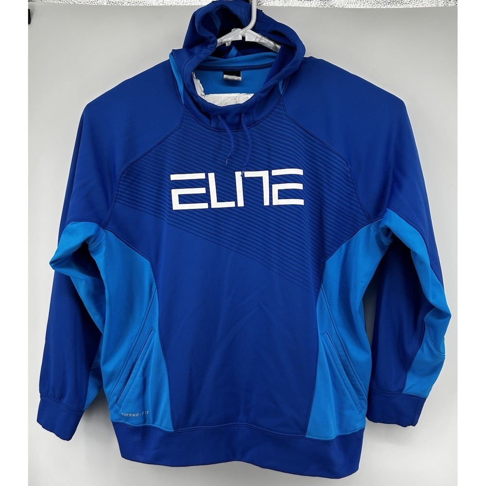 Nike Therma Fit Elite Long Sleeve Hooded Sweatshirt Blue Men's 2XL